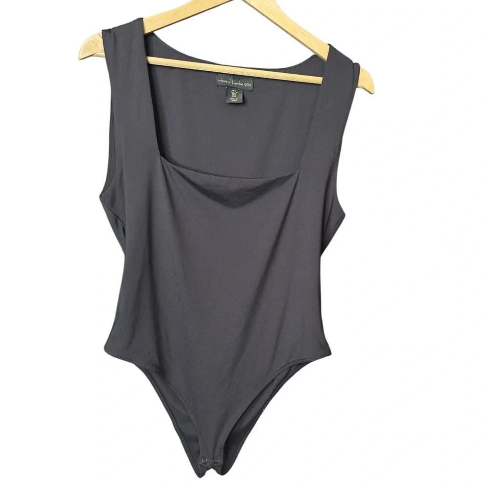 House of Harlow 1960 | Black Square Neck Bodysuit | Stretch | Size L - Picture 2 of 5